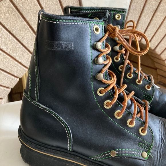 Vintage Honcho Black Leather Logger Boots Made in R.O.C. Mens 9.5 main image 8